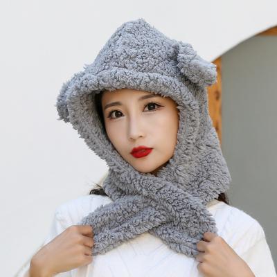 China COMMON hats and hats lamb cashmere hat plush rabbit ear cotton warm cute hats for autumn and winter for sale