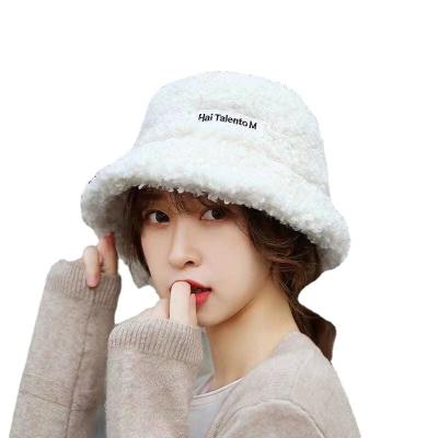 China COMMON female stockings solid color children's autumn and winter lamb cashmere hat parent child hats plush thickened warm fisherman's hats for sale