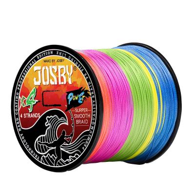 China JOSBY Super Strong 300M High Tensile Tackle 10LBS-85LBS PE Yarn Weaves 4 Strand Smooth Multifilament Braided Fishing Line for sale