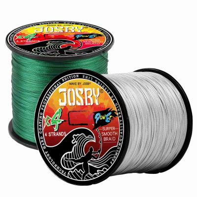 China JOSBY High Strength 4 Strands 300M MultiColor Weave Extreme Super Strong 100% Multifilament PE Braided Fishing Line for sale