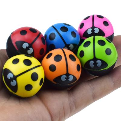 China YL08 30MM Decompression Lovely Eco-friendly Ladybug Shaped Elastic Kids Toy Ball For Vending Ball Machine for sale