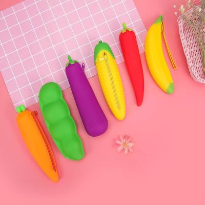 China New creative vegetable silicone vegetable pencil case for students and children for sale