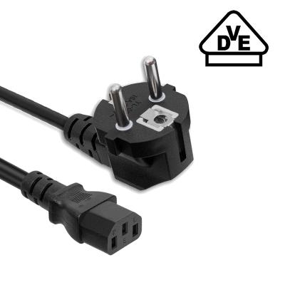 China COMPUTER 16a 250v European Molded 3 Pin Male To IEC C14 C13 Female Connector End Euro Plug Power Cord Laptop Power Cord for sale