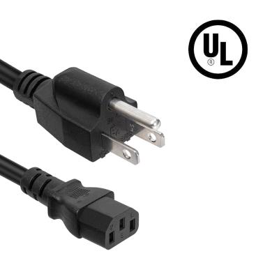 China US Yelei USA COMPUTER 16AWG Power Cord 3 Pin Prong Plug Cable USA 3Pin 18 Plug C13 PC Computer Use Replacement Power AC for sale