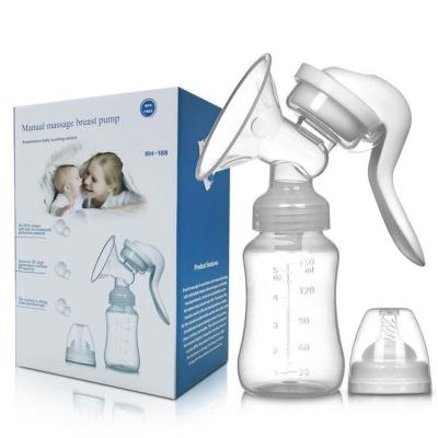 China Ergonomic Design BPA Free Food Grade PP Silicone Painless Sucking Breastfeeding Manual Breast Pump for sale