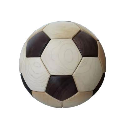 China MAZEL Kids Football Toy Wooden Type Hand Made Football For Display Ready To Ship Nature Football Wooden Model for sale