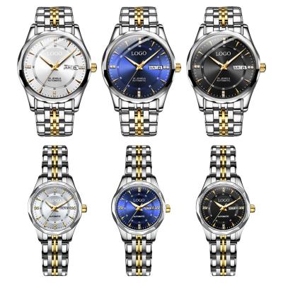 China Custom Logo Stainless Steel Waterproof Water Resistant Couple Quartz Watches Mechanical Luxury Wristwatches for sale