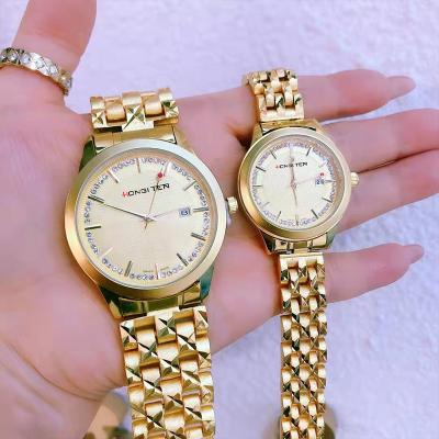 China Live Hot Sale Sand Gold Watch 24K Gold Water Resistant Couple Watch Waterproof Men And Women Watch Imported Movement for sale