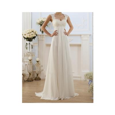 China 2021 Breathable Hot Sale Ladies Wedding Sleeveless Lace Applique Evening Dress Beach Bridal Dress for sale