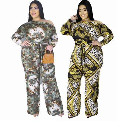 China Viable Fall New Plus Size Women's Oblique Explosive Collar Style Personalized Digital Printing Overalls for sale