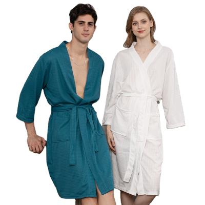 China QUICK DRY women waffle spa robe long robes luxury wedding breathable sleepwear couple nightgown pajamas for sale