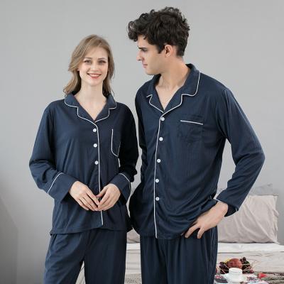 China Women 2021 New Arrival QUICK DRY Spring And Autumn Thin Sleeve Colorful Home Sleepwear Pajamas Set Couple Long for sale