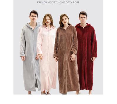 China 2021 Autumn QUICK DRY Casual Pajamas For Couples Designs Long Robes For Men Women Loungewear Bathrobe Long Robes for sale