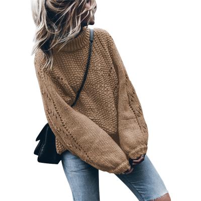 China Anti-wrinkle Amazon Street Pulling New Autumn Winter Women's Solid Color Round Neck Pullover Long Sleeve Hollow Sweater for sale