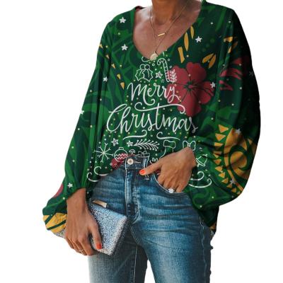 China Anti-pilling Christmas Clothes Women Customize Tattoo Polynesian Print Polynesian Chiffon Tops Flowers Ladies Blouses Women Tops for sale