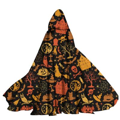 China Christmas Cloth Polyester Pattern Cartoon Kawaii Halloween Cape Adult Cosplay Party Costume Anti-Static Hooded Halloween Covering for sale