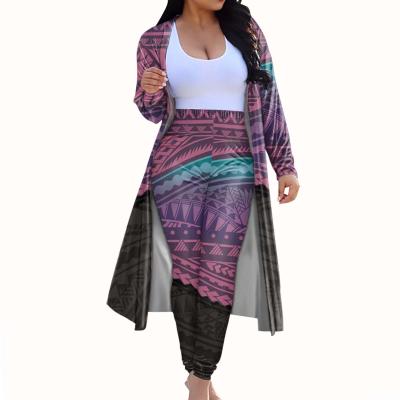 China Plus Size Somoa Style Hawaiian Polynesian Print Women's Leggings And Cardigans Long Sleeve Two Piece Set Plus Size Women Clothing 2020 for sale