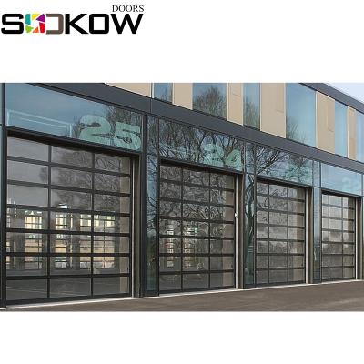 China Modern Anodized Aluminum Glass Garage Door With Pass Through Door Aluminum Garage Door Prices for sale