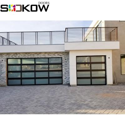 China modern wood aluminum glass garage door / full view aluminum glass garage door price for sale