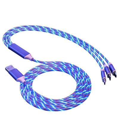 China MP3/MP4 Player Flame Led Flowing Light Fast Charging 3 in 1 Type-C 3A Quick Charger USB Micro Instant Charging Cable for sale