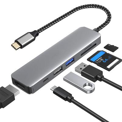 China Mobile Devices .desk Computer Palladium Docking Station Laptop Charging Type C 3 0 Usb Hub 6 in 1 for USB C 3.1 Hub 3.0 Type 3.0 USB 4K 30Hz macbook port of c for sale