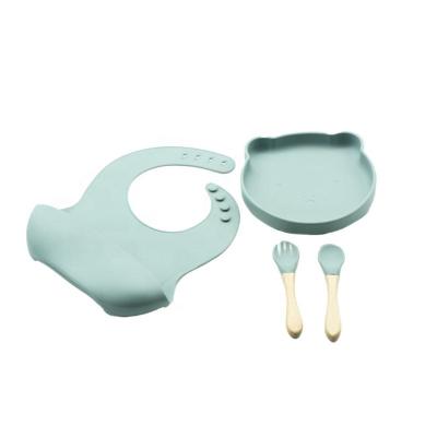 China Food Grade 100% BPA Free Silicone Free Sample Sets Baby Feeding Kids Suction Cup Bib Dish Waterproof Tableware Sets for sale