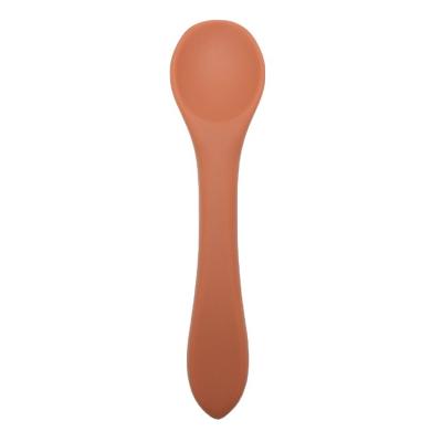 China BPA Free Factory Directly Made By 100% Food Grade Baby Silicone Spoon For Small Kids Study Eating Foods for sale