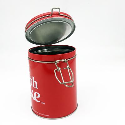 China Custom Food Logo Food Grade Round Metal Coffee Tin Can With Lock for sale