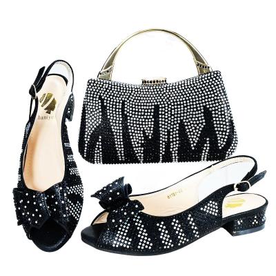 China New fashion  black Hign Heel Shoes and Matching Bags Italian Shoes 2023 Wholesale Price Fashion with Purse for Wedding for sale