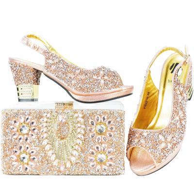 China African Pink Hign Heel Shoes and Matching Bags Italian Shoes 2023 Wholesale Price Fashion with Purse for Wedding for sale