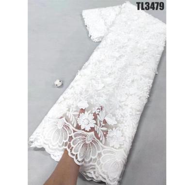 Cina tessuto di pizzo di tulle francese per abiti da sposa nigeriano tessuto di rete di pizzo di pacco africano per abiti e accessori da sposa in vendita