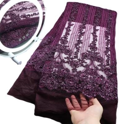 China Mesh Beads Tulle African Lace Fabric Eco-Friendly beaded tulle lace for sale