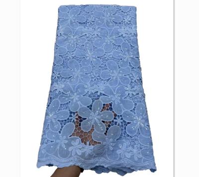 Cina Supoo Swiss Lace Cord Sky blue Lace Fabric Guipure Tissu idrosolubile in vendita