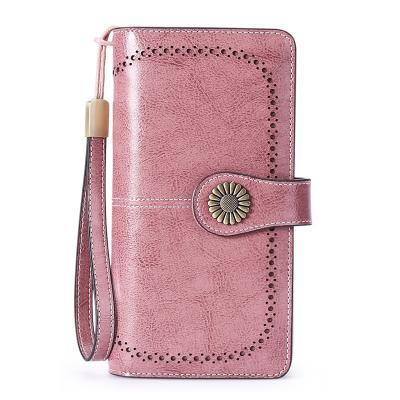 China Genuine Leather Design Women Anti-theft Wallet Fashion Ladies Long Grab Latest Purse Shopping Ladies Clutch Purse for sale