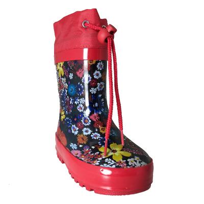 China Lovely Recyclable Flowers Printing Good Quality Girls Kids Rubber Rain Boots Wholesale for sale