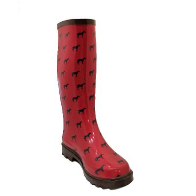 China Wholesale Printing Recyclable Waterproof Women Rubber Horse Rain Boots Ladies for sale