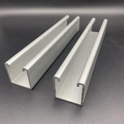 China Aluminum Unistrut Channel Plain Slotted Support Aluminum Strut Channel Rail for sale