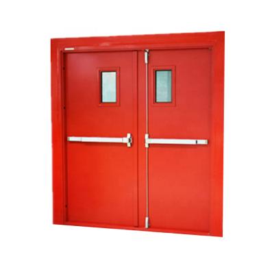 China Swing Double Leaf Emergency Exit Metal Fire Rated Door for sale