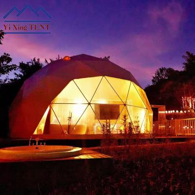 China Water Proof/Luxury Geodesic Dome Tent Glamping Dome Fireproof /UV-resistant/self-supporting/long lifespan 6m with bathroom for sale