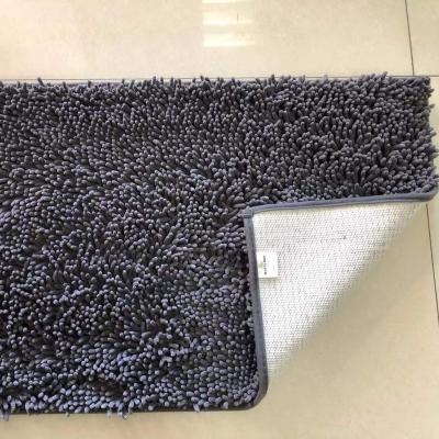 China TPR Washable High Back Door Mat Chenille Shaggy Non-Slip Bath Mat Cushioned Absorbent Bathroom Blanket for sale