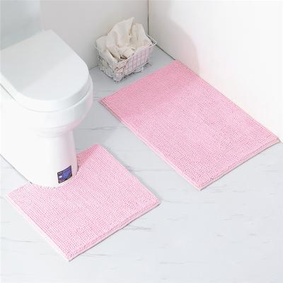 China Sustainable Luxury Waterproof Anti Slip Machine Washable Chenille Mat Toilet Set for sale