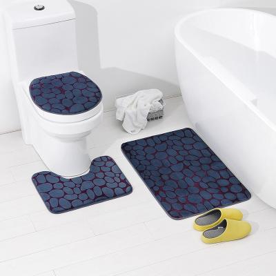 China Washable Classic Design Anti Slip Memory Foam U Shaped Toilet Mat Set 3 Pieces for sale