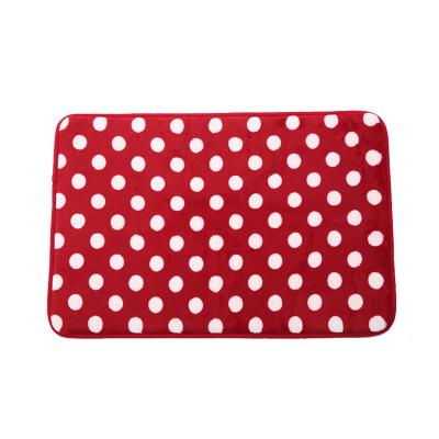 China Sustainable Polka Dot Print Flannel Memory Foam Multifunctional Bath Shower Mat for sale