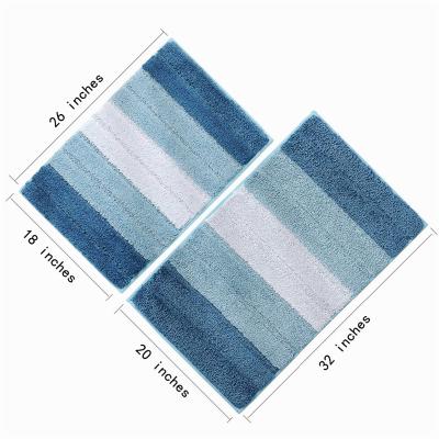 China Sustainable Luxury Stripe Rug Shaggy Cushioned Bathroom Microfiber Bahroom Rug Anti-Slip Floor for sale