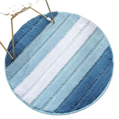 China Custom Round Washable Microfiber Washable Absorbent Stripe Cushioned Carpet Flooring for sale