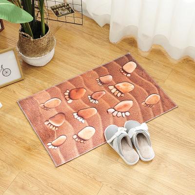 China New Design 50*80cm Washable Anti Slip Easy To Control Crystal Velvet Printing 3d Foot Mat for sale