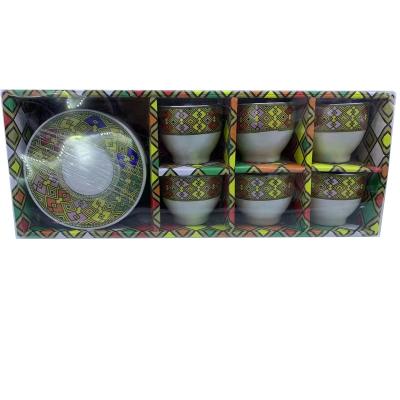 China New Eco-friendly Traditional Ethiopian Fine Art Eritrean Coffee Cup 6 Cup Porcelain 6 Cup Set 85ml for sale