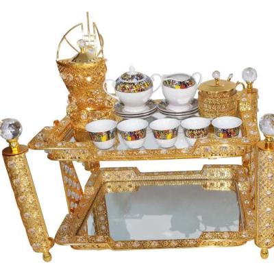 China Ethiopian metal mediterranean coffee table habesha rekebot coffee tray with saba design coffee set for sale