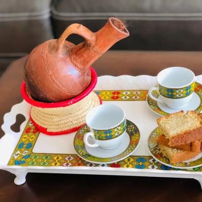 China New Transitional Ethiopian Eritrean Oromo Habesha coffee tray with tilet saba design for coffee ceremony for sale