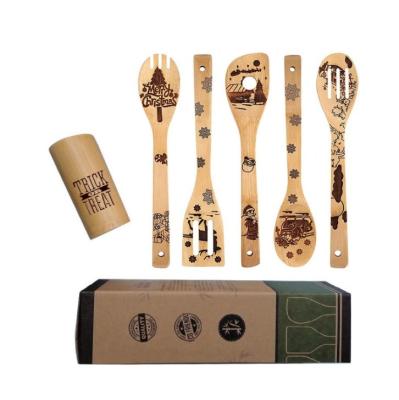 China 6 Piece Sustainable Bamboo Utensil Set Housewarming Gifts Premium Quality Wooden Utensils For Daily Use for sale